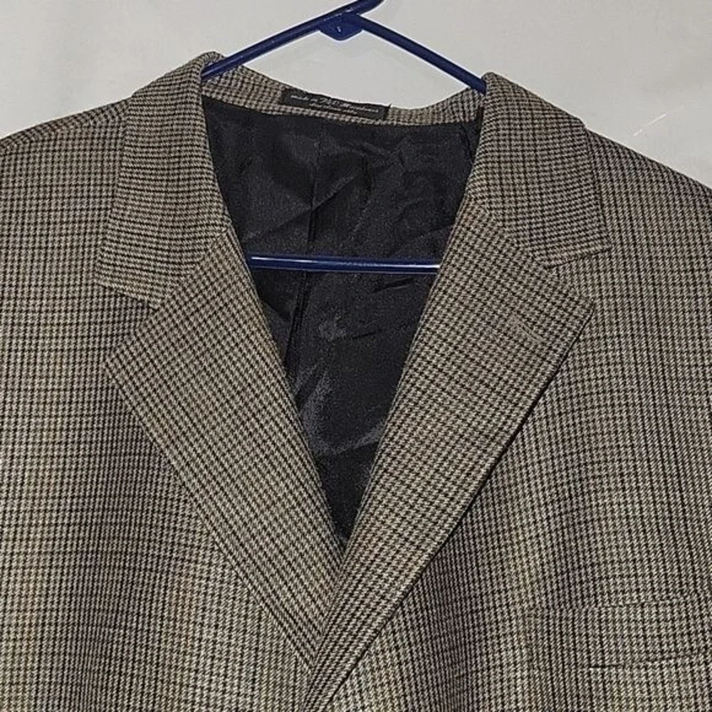 ANDREW FEZZA 52R Brown Glenn‎ Plaid Wool/Silk Blazer Suit Jacket Sport Coat